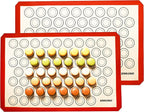 Macaron Silicone Baking Mats - Set of 2 - Full Size - 16.5 x 24, Non-Stick Macaron Mat for Perfect Baking - Dishwasher & Oven Safe, Ideal for Macarons, Cookies, Bread, Red Border