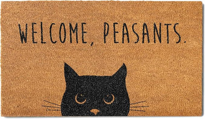Welcome Peasants Black Cat Doormat Outdoor 30x17 Inch, Funny Welcome Mat | by MainEventUSA