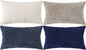 Set of 4 Navy White Taupe Decorative Throw Pillow Covers 12x20 Inch Corduroy by Cozoomy