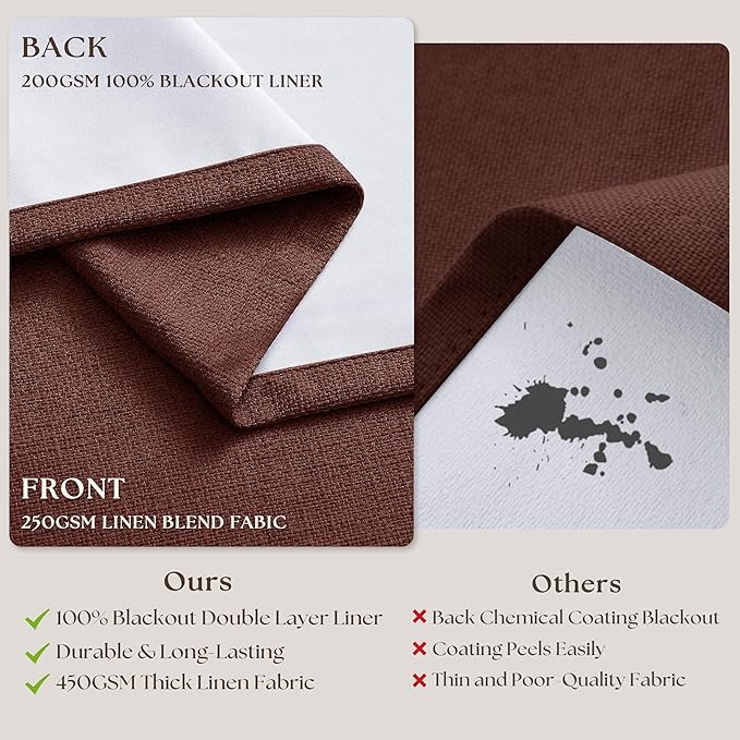 Brown Red Pinch Pleated Blackout Curtains 102 Inches Long - Image 6