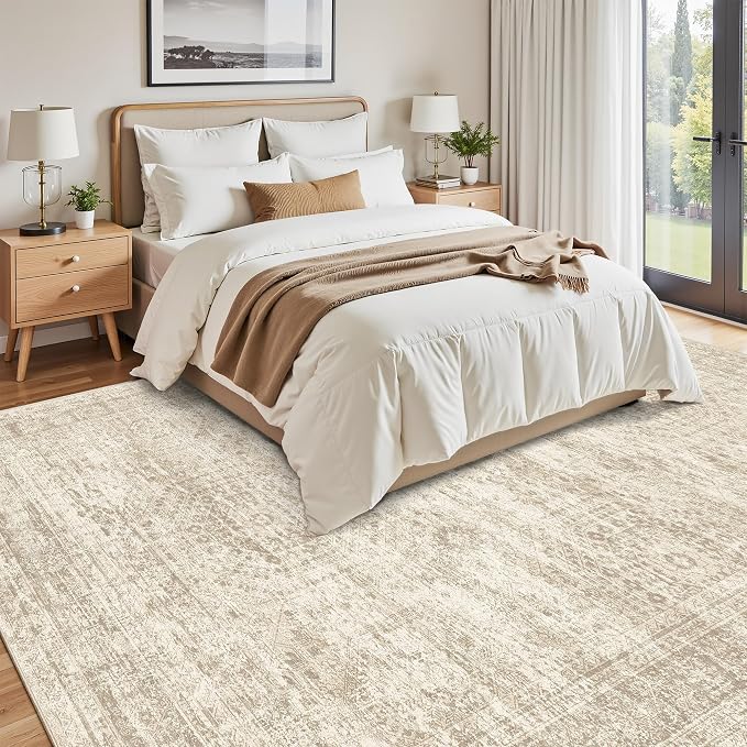 Soalmost 9x12 Area Rugs for Living Room Washable Rug Non-Slip Beige | Large - Image 9