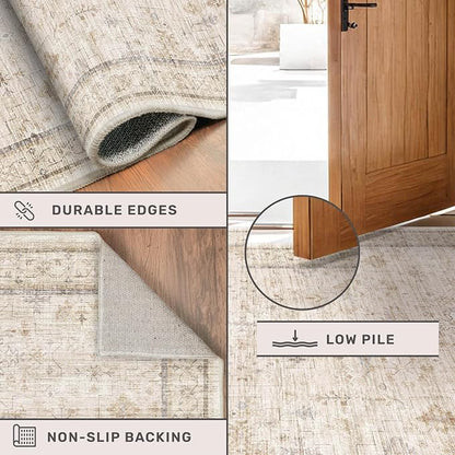 Light Beige 3x16 Long Hallway Runner Rug, Non Slip Farmhouse Kitchen Rugs - Image 4