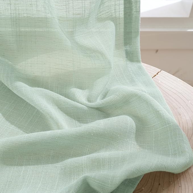 BGment Light Green Linen Curtains 45 Inch Length - Image 7