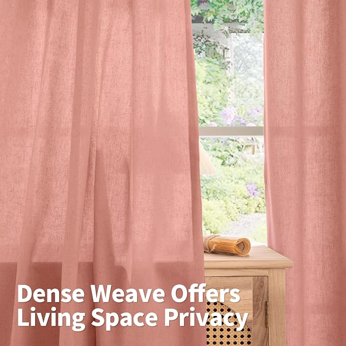 YoungsTex Dusty Rose Pink Linen Curtains 84 Inch Length - Image 3