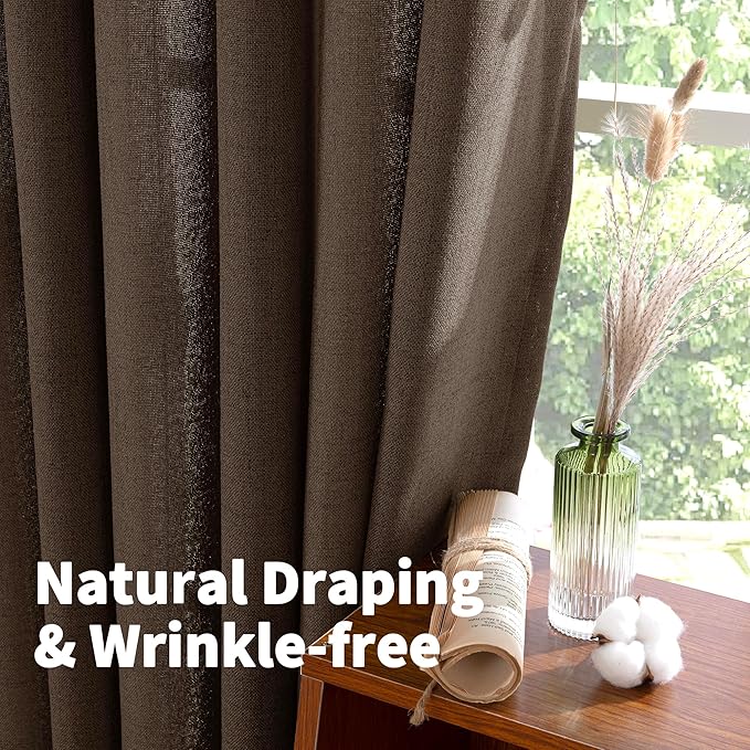 YoungsTex Brown Linen Curtains 36 Inch Length - Image 7