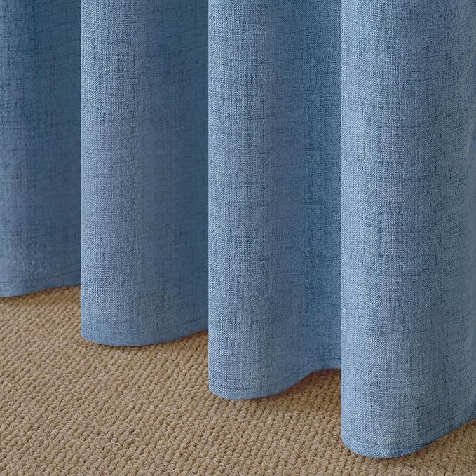 YoungsTex Denim Blue Linen Curtains 95 Inch Length - Image 9