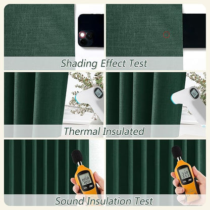 Dark Green 100% Blackout Curtains 108 Inch Length 2 Panels Set - Image 4