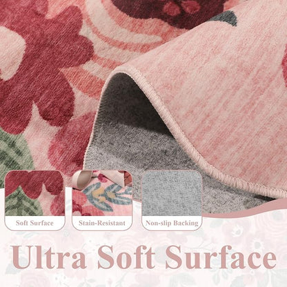 DUKINO 3x4 Rug, Non Slip Floral Washable Area Rug - Image 6