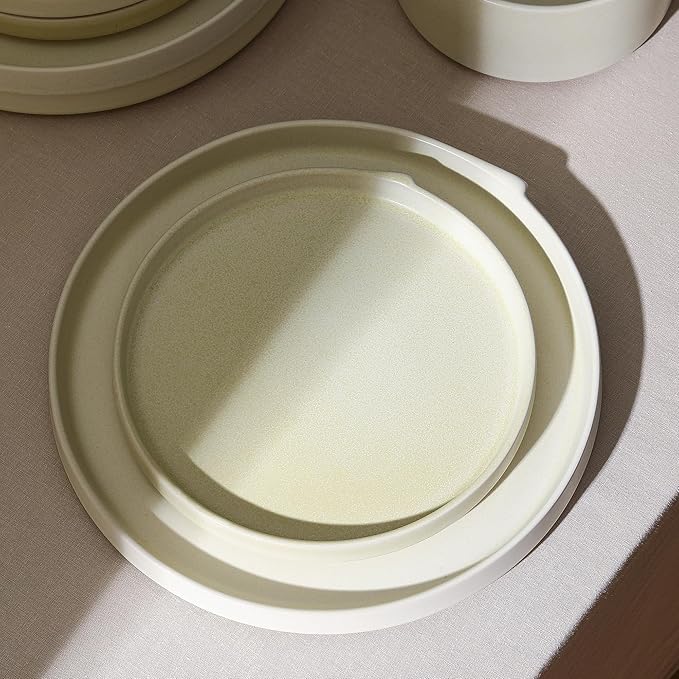 Stone Lain Bao 4-Piece Salad Plate Set Stoneware, Beige