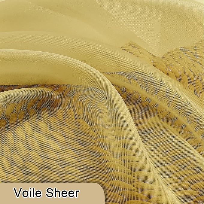Yellow Sheer Curtains 72 Inches Long 2 Panels, Light Filtering Voile Window - Image 8