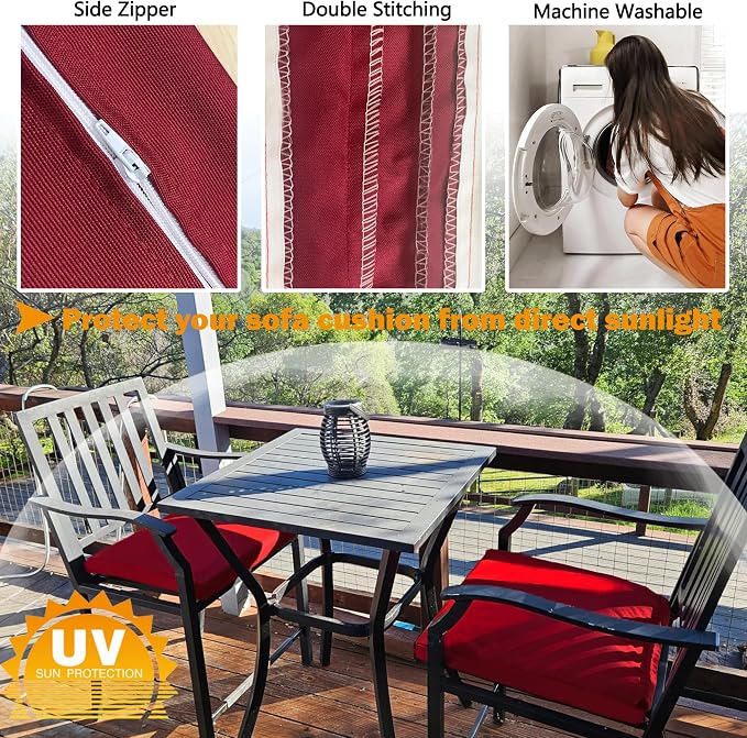 Sqodok Patio Cushion Cover 22x20 inch, Outdoor Seat Cushion Slip Cover - Image 4