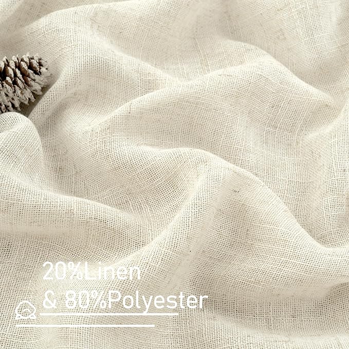 Cream Ivory Linen Curtains 95 Inches Long 2 Panels Set - Image 3