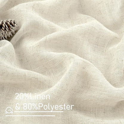 Cream Ivory Linen Curtains 95 Inches Long 2 Panels Set - Image 3