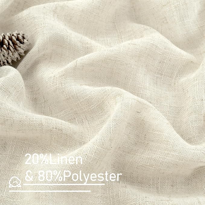Natural Ivory Semi Sheer Linen Curtains 84 inch Long - Image 3
