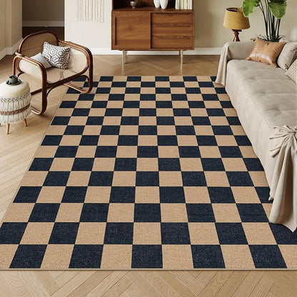 Lahome Checkered Easy Jute 6x9 Area Rugs, Outdoor Patio Rug Washable | by Lahome