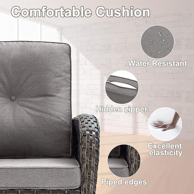 Belord Patio Furniture Swivel Glider PE Wicker Chairs, Outdoor Swivel Rocker - Image 5