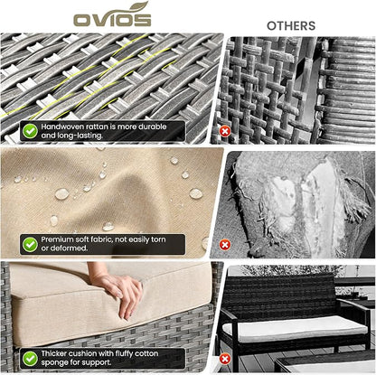 ovios 3-Piece Patio Furniture Set, Outdoor Wicker Sofa - Image 7