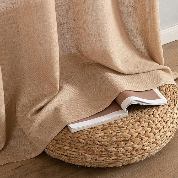 MIULEE Light Brown Linen Curtains 42x84 Inch Length 2 Panels - Image 7