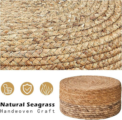 Cpintltr Ottoman Outdoor Sea Grass Stool Poufs Hand Woven Round Foot Stool - Image 6