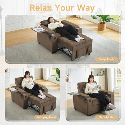 oaaktu Large Size Convertible Sleeper Chair Futon Sofa Bed, Comfortable Thick - Image 3