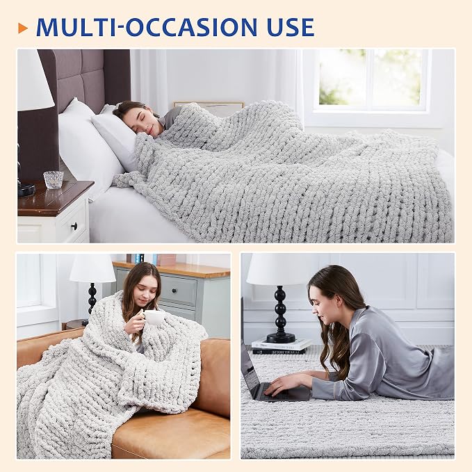 L'AGRATY Chunky Knit Throw Blanket - Image 6