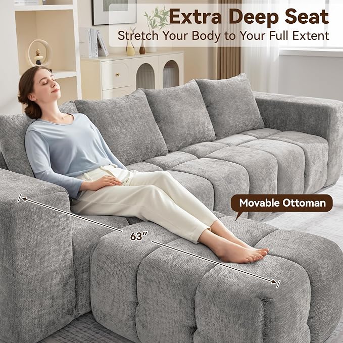 160" Boneless U-Shaped Sofa Couch - Image 4