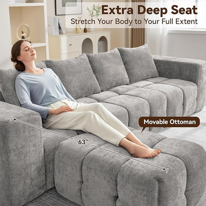160" Boneless U-Shaped Sofa Couch - Image 4