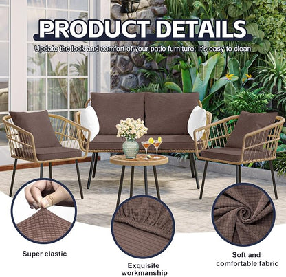 8Pcs Patio Cushion Covers, Outdoor Stretch Cushion Covers, Washable | Stretch - Image 3
