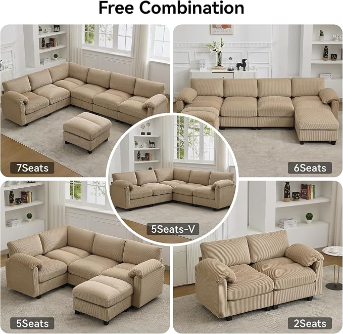 114'' U-Shaped Sectional Couch - Image 7