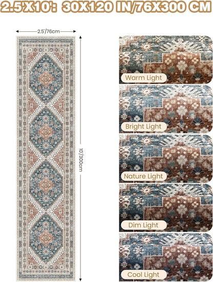 2.5x10 Kitchen Runner Rug Non Slip Vintage Washable Rugs, Carpet Runner - Image 2