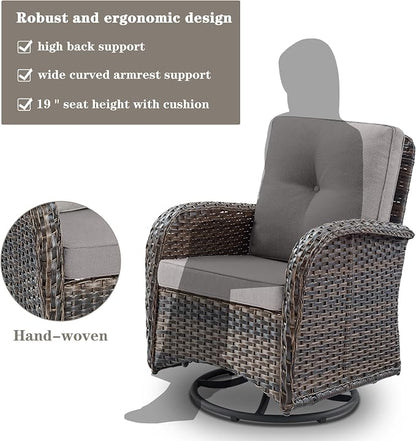 Belord Patio Furniture Swivel Glider PE Wicker Chairs, Outdoor Swivel Rocker - Image 4