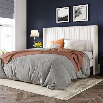 Allewie Queen Size Velvet Bed Frame/Vertical Channel Tufted Wingback by Allewie