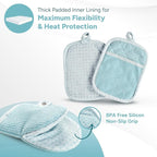 Casa Platino Silicone Oven Mitts & Pot Holders, 4-Piece – Oven Mitt for Baking & BBQ, Pot Holders for Kitchen, Hot Dishes & Microwave – Heat Resistant Up to 500°F, Non-Slip & Machine Washable – Aqua