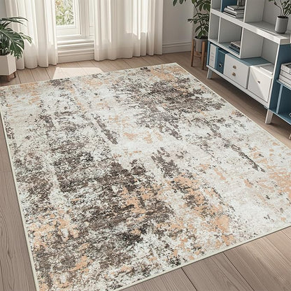 5x8 Area Rugs for Living Room Washable Bedroom Dining Room Brown Beige | Modern by Aelenmu