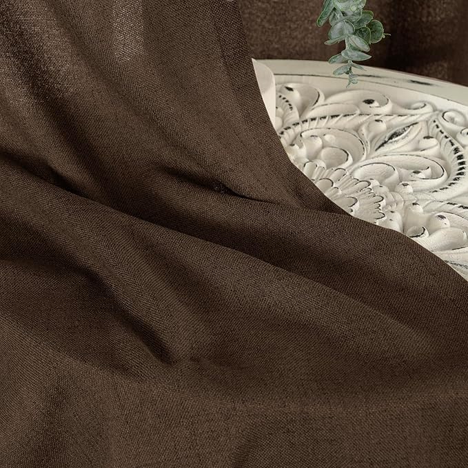 YoungsTex Brown Linen Curtains 63 Inches Length 2 Panels - Image 9