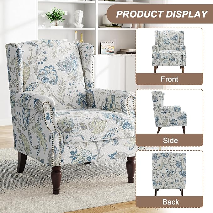 Pia Ricco High Back Floral Accent Chair - Image 3