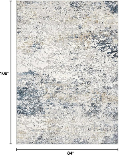 DMOYEST Area Rug Living Room Rugs 7x9 Washable Abstract Beige Blue Carpet | - Image 2