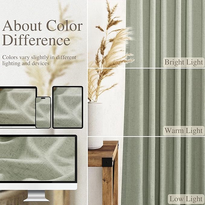 Extra Long Sage Green Curtain 2 Panels 102 inches Long - Image 4