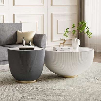 SSLine Bowl-Shape Small Coffee Table Modern Sintered Stone Top Coffee Table in - Image 6