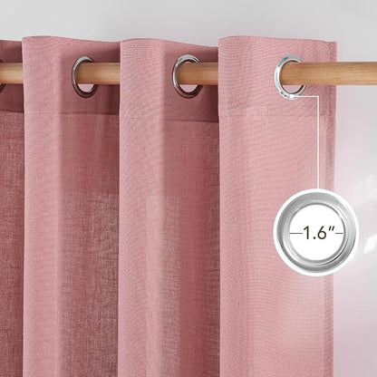 NICETOWN Thick Linen Pink Curtains - Image 2
