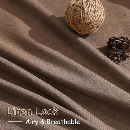 Caramel Brown Linen Curtains for Living Room 105 Inches Long Back Tab Light - Image 4