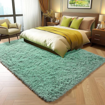 Sage Green Rugs for Living Room Bedroom, 5x8 Fluffy Bedside Area Rug, Soft - Image 4