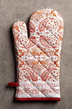 Maison d' Hermine Oven Gloves 100% Cotton Oven Mitt 7" x 13" with Loop Heat Resistant, BBQ, Cooking Gloves, Baking, Grilling, Kitchen, Handling Hot Pans (Pack of 1, Orient)