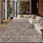 6x9 Coffee Brown Vintage Floral Washable Area Rug by HUGEAR