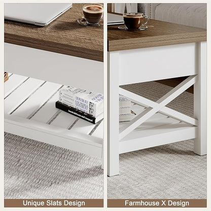 ChooChoo Farmhouse Lift Top Coffee Table, Converts to Dining Table - Image 5