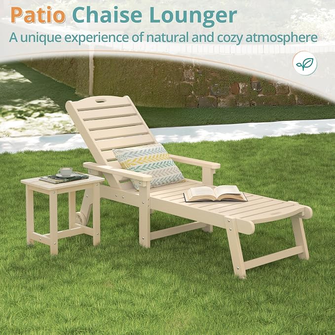 LUE BONA Lounge Chair Outdoor, HDPS Chaise Lounge Outdoor - Image 3