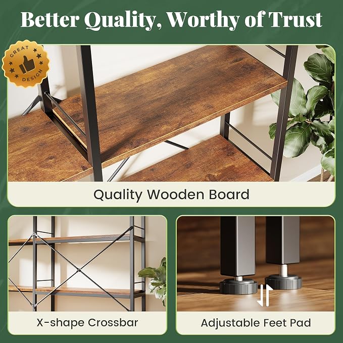 Huuger 6 Tier Bookshelf, L Shaped Corner Bookshelf - Image 7