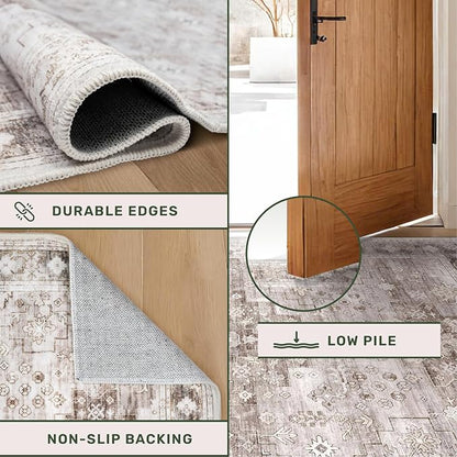 Washable Farmhouse Living Room Rug, 9x12 Area Rugs - Image 7