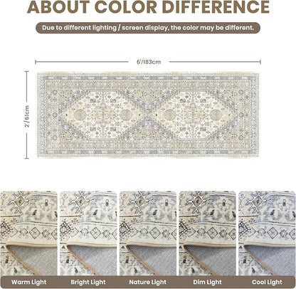 2x6 Runner Rug Non Slip, Washable Hallway Runner Rug, Nursery Room, Soft Runner - Image 2