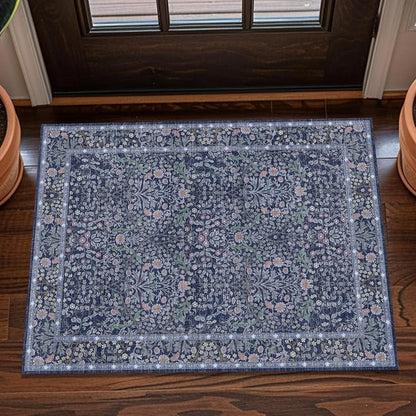 2x3 Area Rug Washable Entry Rug, Vintage Floral Thin Rug by Unknown